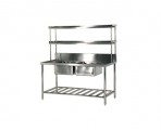 Double Bowl Sink Table (2 Tier Shelf)